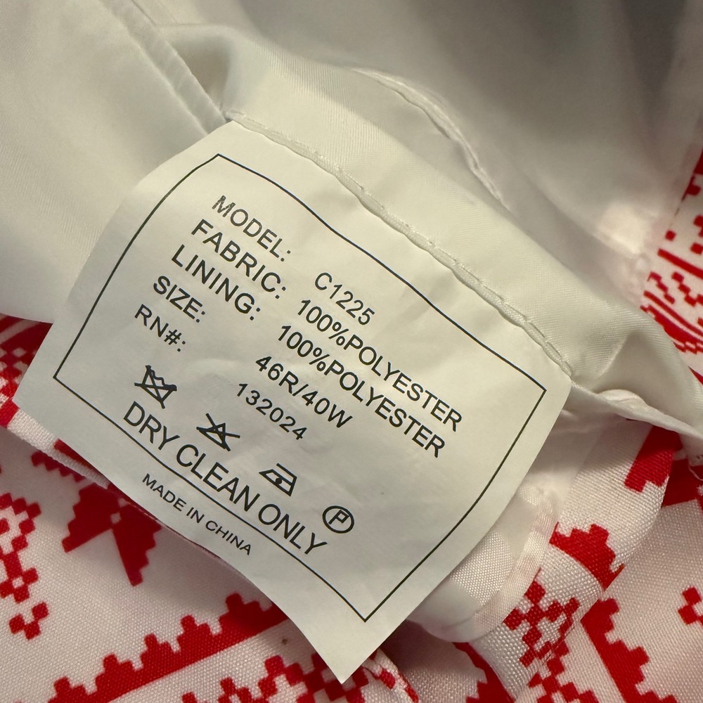 Braveman Mens Christmas Suit Fair Isle Reindeer Snowflake Red White‎ 46R 40W - Picture 4 of 12